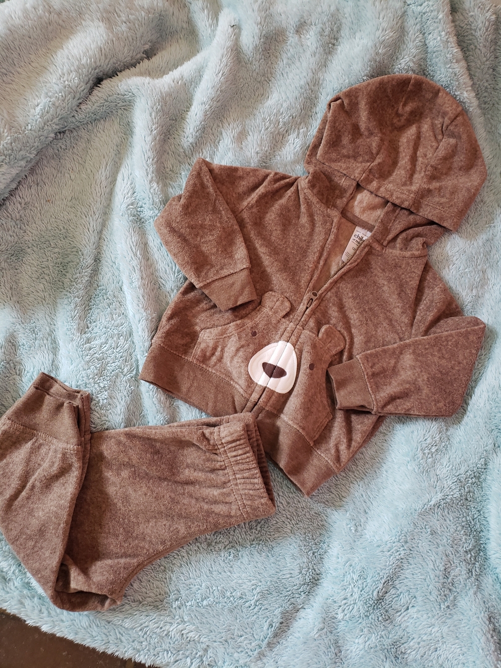 child of mine Brown Hooded Bear Face Matching Set